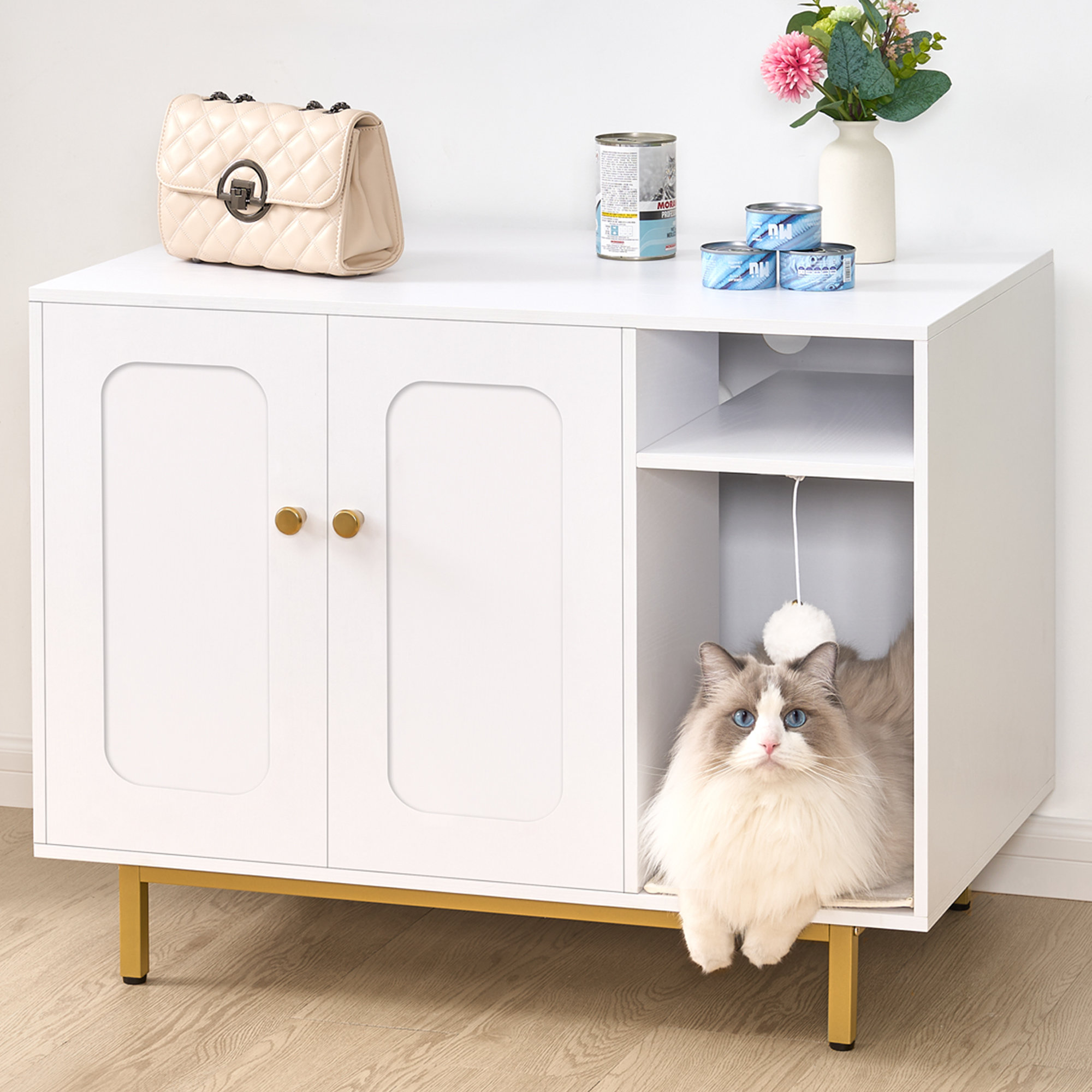 Cat Litter Hzuaneri Box Enclosure Enclosed, Hidden Litter Box