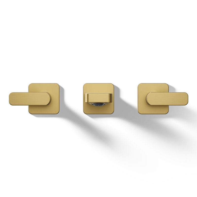 Parallel Wall-Mount Bathroom Sink Faucet Trim, Gold