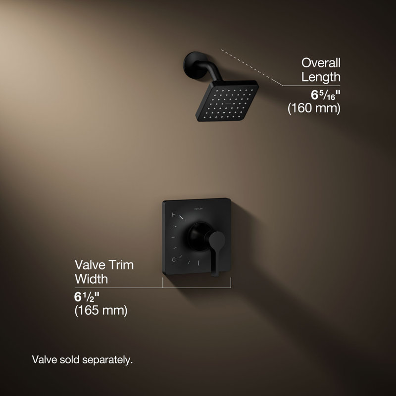 Venza Rite-Temp Shower Faucet Trim Set With 1.75 GPM Showerhead, Matte Black