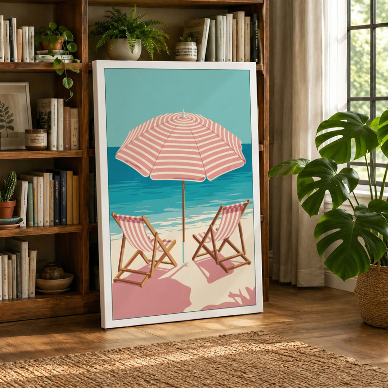 Seaside Retreat Coastal - Wrapped Canvas, 36x24 - 91.4 x 61.0 cm, Cream Border
