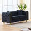 Causeuse Chesterfield en velours avec capitonnage à boutons et pieds dorés-1041845739-1041845737