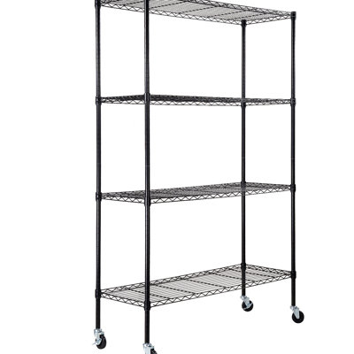 Heavy Duty Storage Shelving Unit With 700 Lbs Capacity, 4 Adjustable, Wheels, Black Organizer For Home And Garage, Capacity Adjustable Wire Rack Kitch