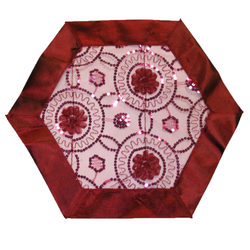 Récapitulatif de doilie 18" brodéed sequins Annabell, Bourgogne