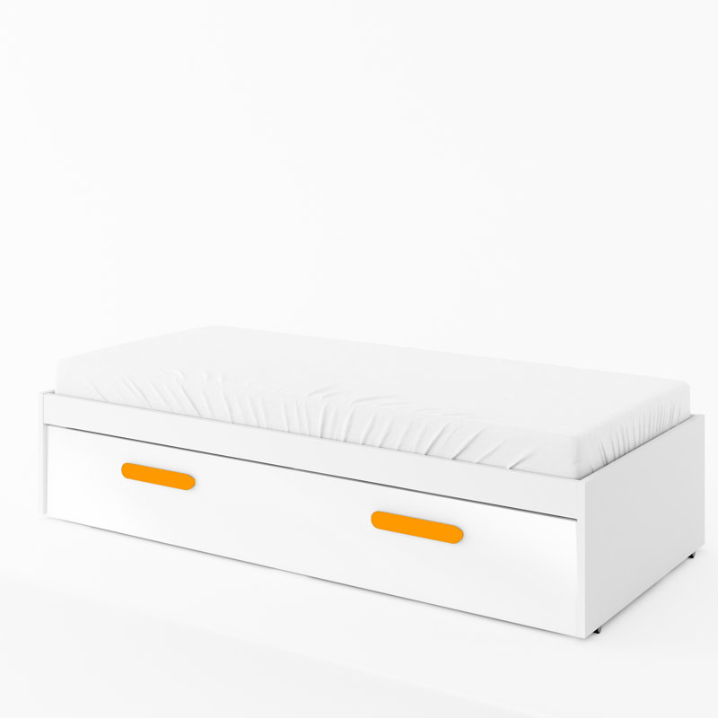 EU Single - 90 X 200 Cm Ottoman Storage Bed with Mattress, Orange