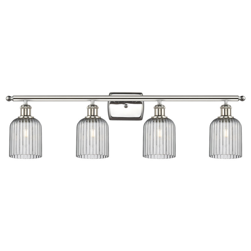 Éclairage pour meuble-lavabo à 4 lumières à intensité variable Fiennes Veil, Nickel poli, Gris fumée