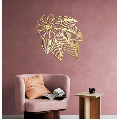 Flower and Leaves Metal Wall Hanging Decor, Floral Metal Wall Art for Home & Office Decor or Gift