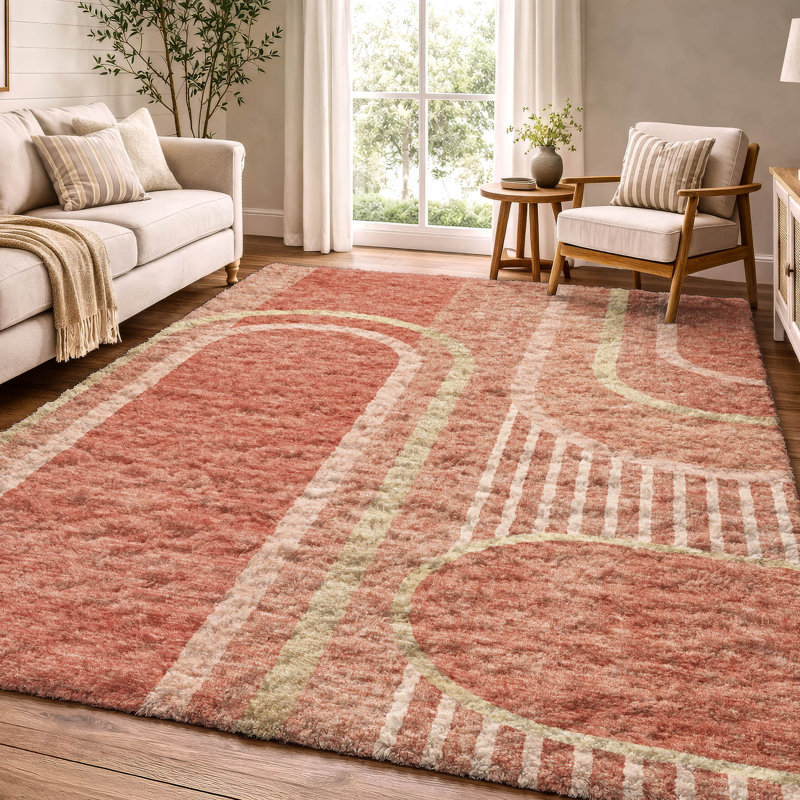Tapis à poil long de qualité supérieure lavable à la machine ADS532, Salmon, 8' x 10'