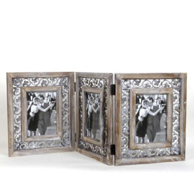 Wood Tri-Fold Photo Frame