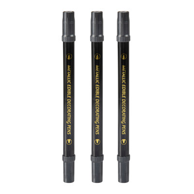 Restaurantware Edible Food Markers 3 Count 0.59 x 0.59 x 6.69 Inches Edible Dessert Decorating Pens Black Edible Decorating Tools Kid-Friendly Double-Sided Food Pens Black