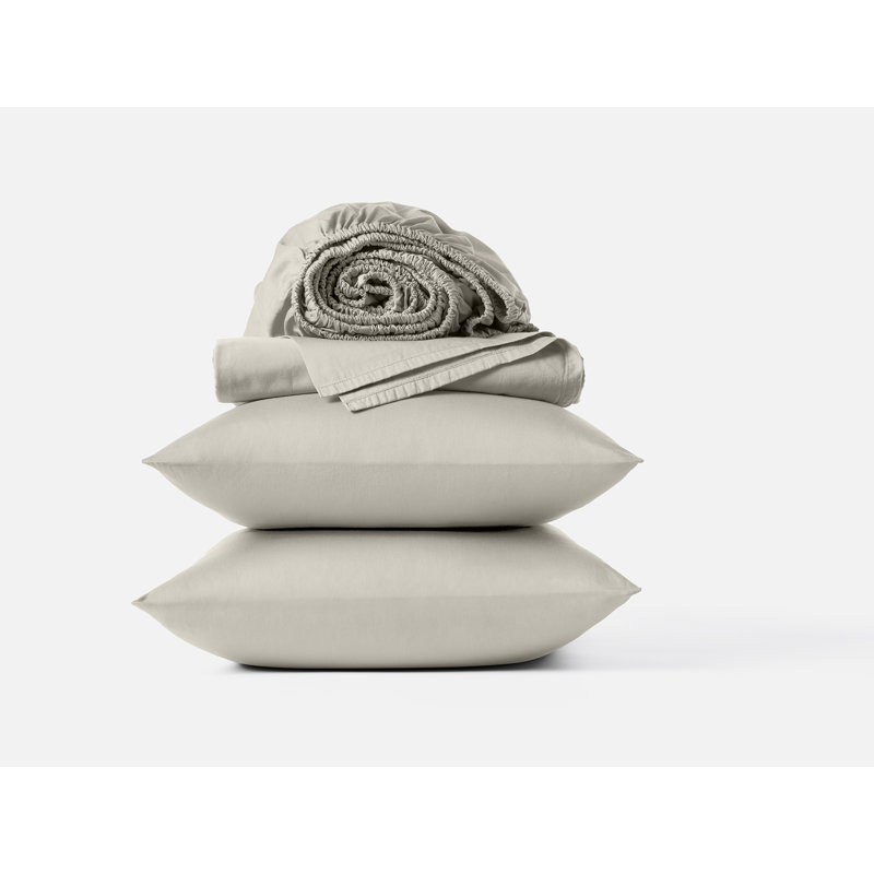 Cloud Soft Sateen 100% Cotton Sateen Sheet Set, Twin Sheet Set with 1 Pillowcase, Stone
