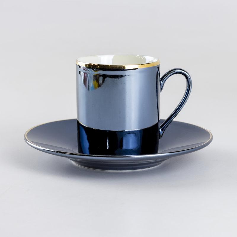 Porcelain Espresso Cup and Saucer, White/Black