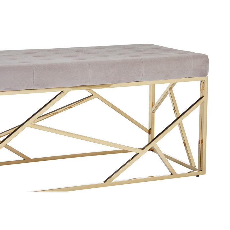 Redd Velvet Upholstered Bench, Gold, Mink