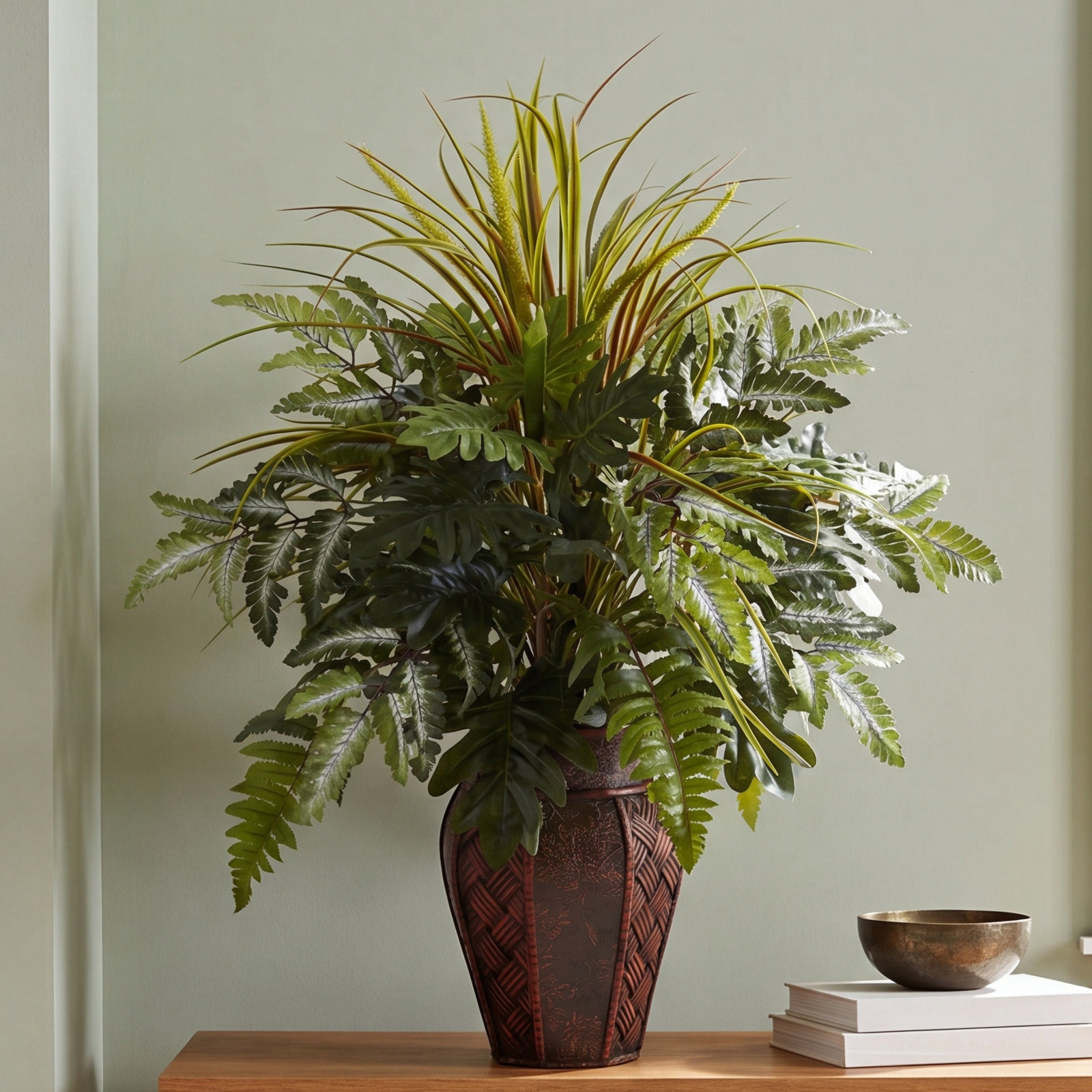 Thisbe 29'' Faux Fern Plant in Wood Planter