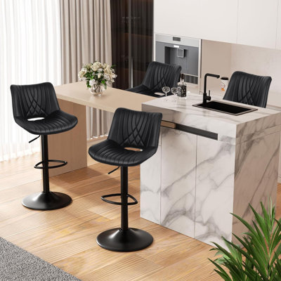 PU Leather Counter Height Stool Adjustable Swivel Barstools