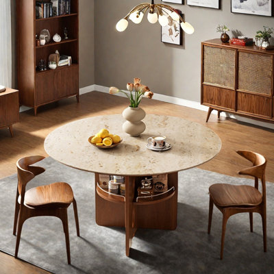 Table ronde haut de gamme avec rangement multifonctionnel