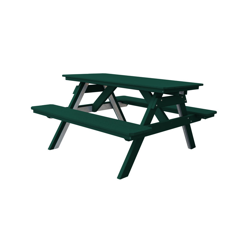 6 - Person Patio Dining Set with Rectangular Table, 55" W x 60" L, Turfgreen