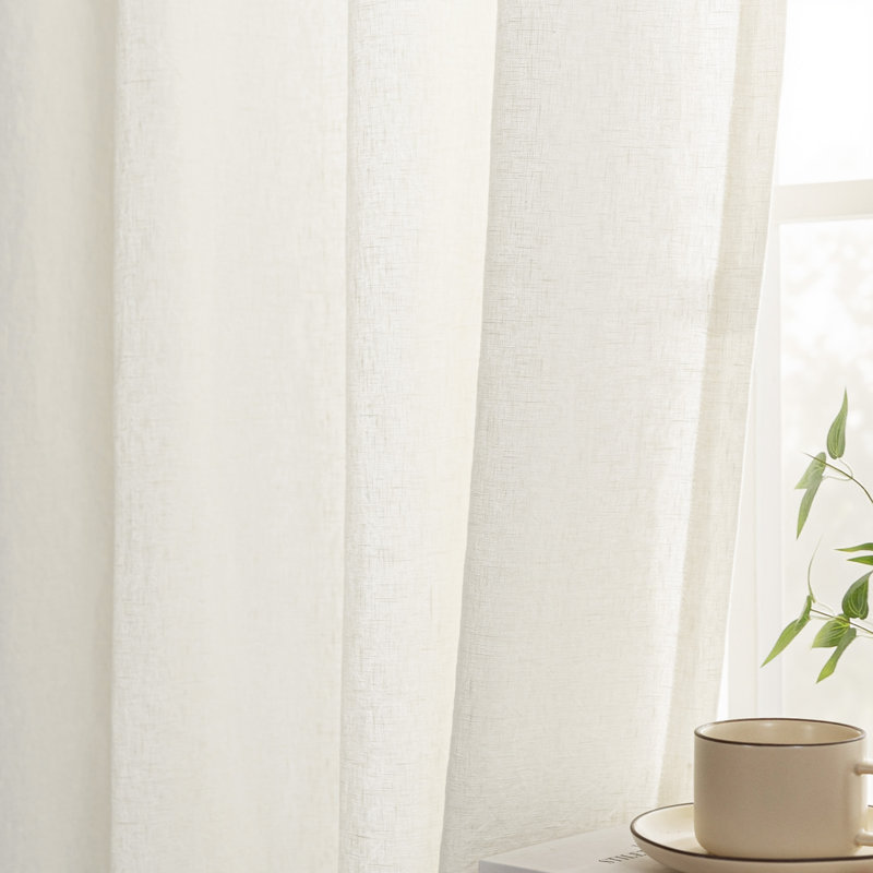Rideau simple 100% lin filtrant la lumière, Ivoire ivoire, L 50 po x L 96 po