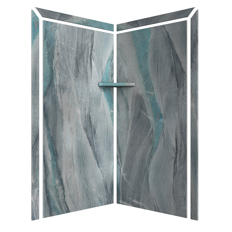 FlexStone Splendor 40"W x 40"D x 80"H Corner Shower Surround in Triton, Triton