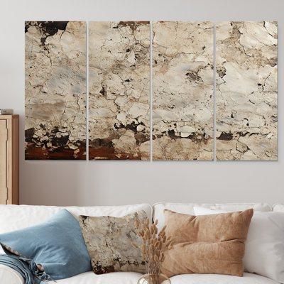 «Gray Rhythms Champagne I - Champagne», art mural 4 pièces