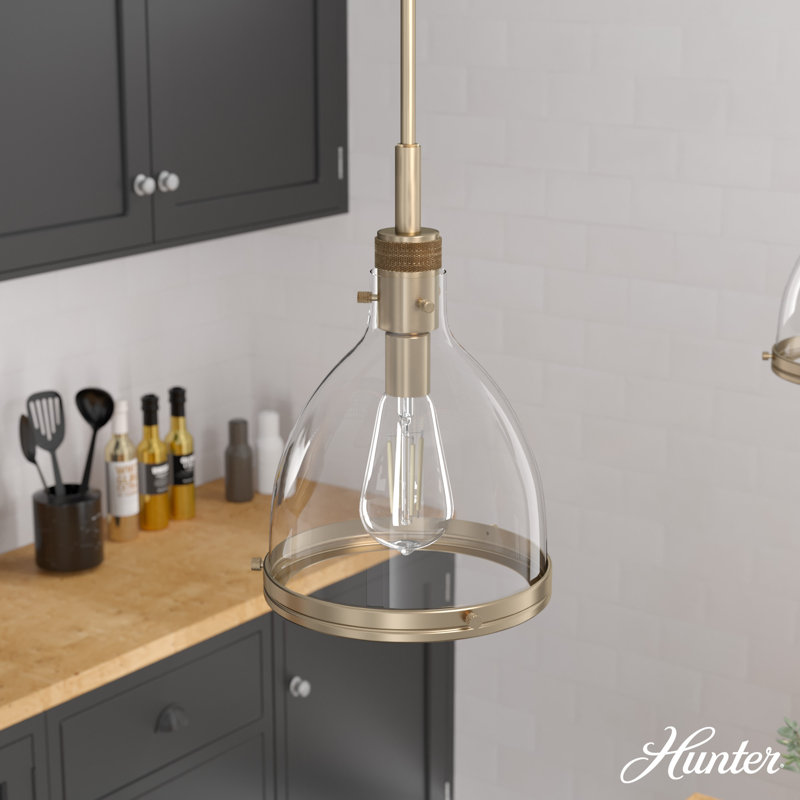 Alturas Gold Modern 16" Glass Bell Pendant Light