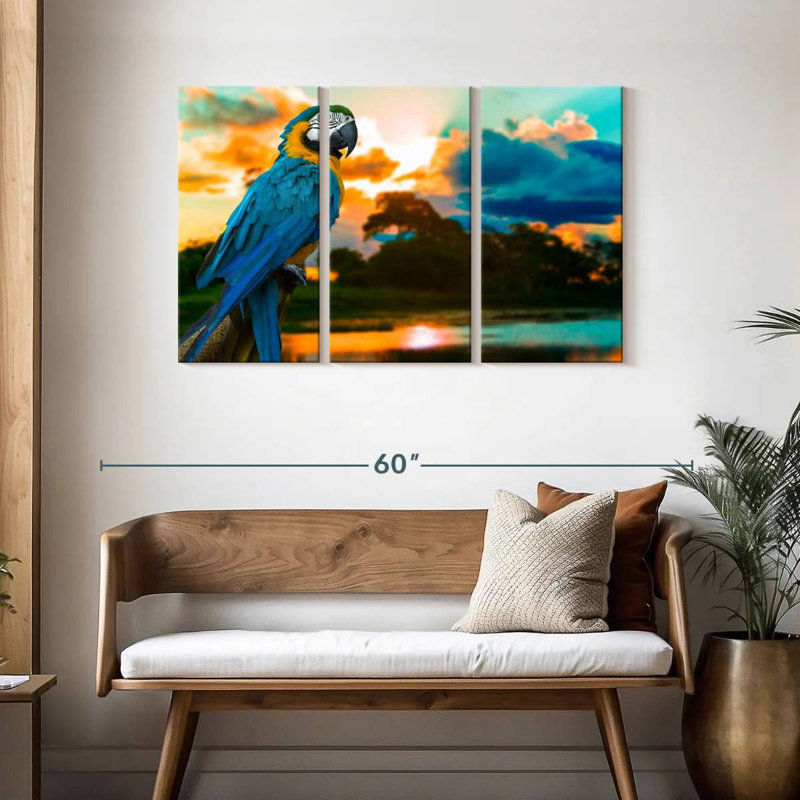 Macaw At Sunset, 28" H x 45" W