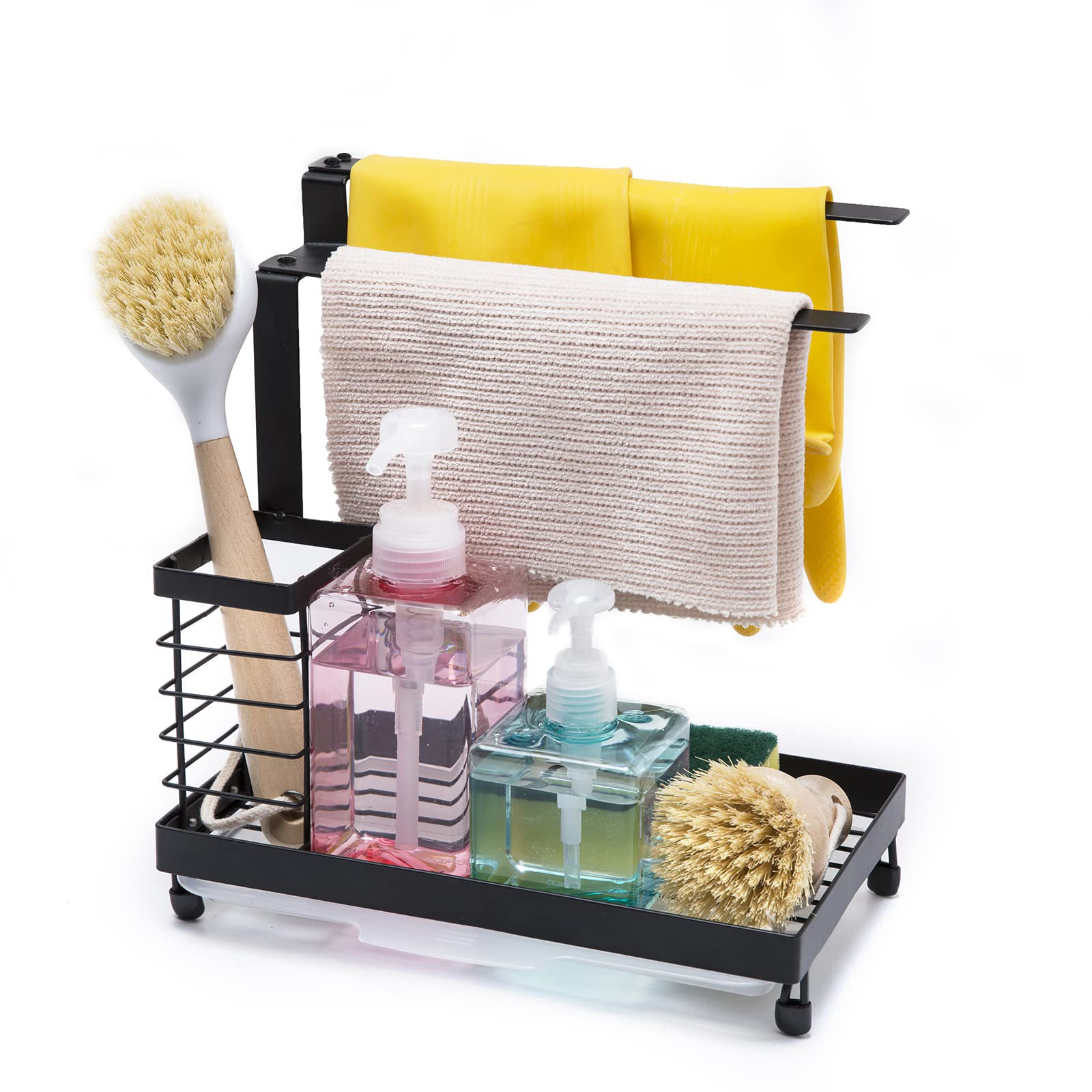 Cheers US Kitchen Sink Caddy Organizer, Sponge Holder with Drain Pan for  Sponges, Soap, Kitchen, Bathroom 