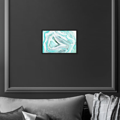 Iced " Iced Geo Turquoise, Ice Crystal Waves Modern Blue " Painting Print