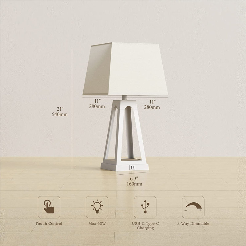 Lampe de bureau en métal avec prise USB