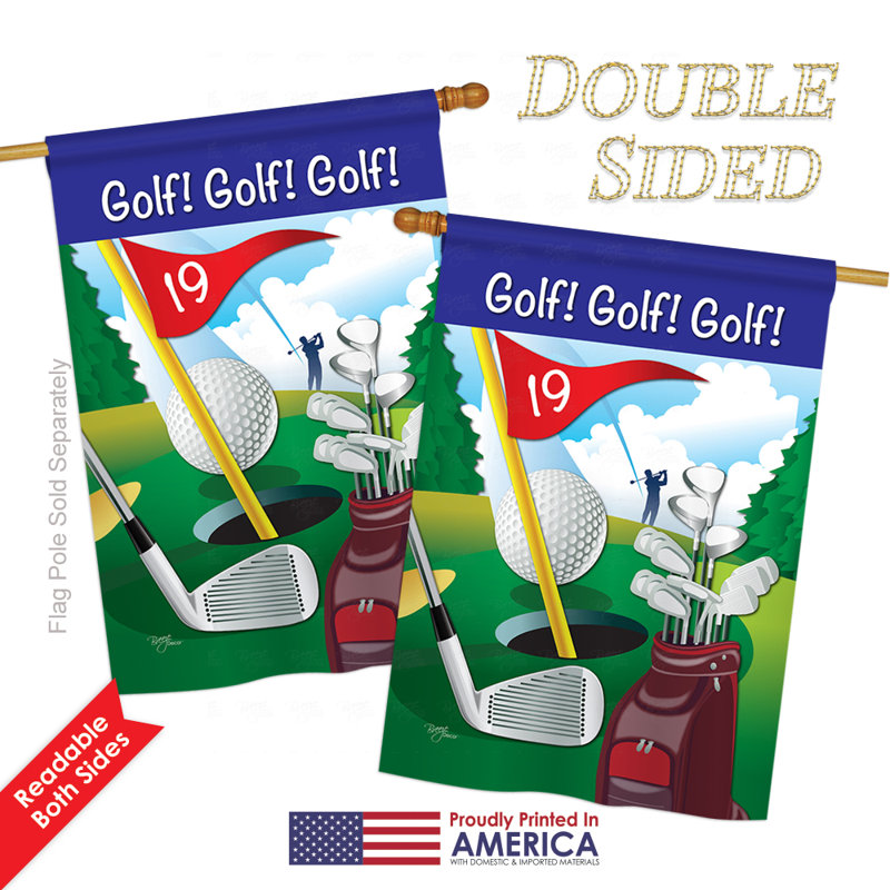 Golf Themed Multicolor Polyester Vertical Garden Flag, 28" x 40"