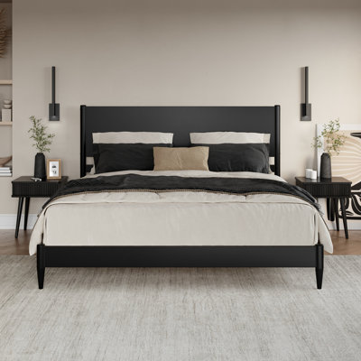Bromwyn Mid Century Modern Solid Wood Low Profile Platform Bed
