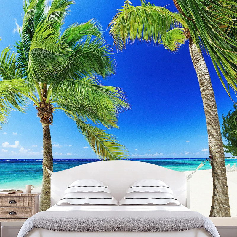 Murale rustique à peindre Windy Palm Tree, L 66 po x l 96 po