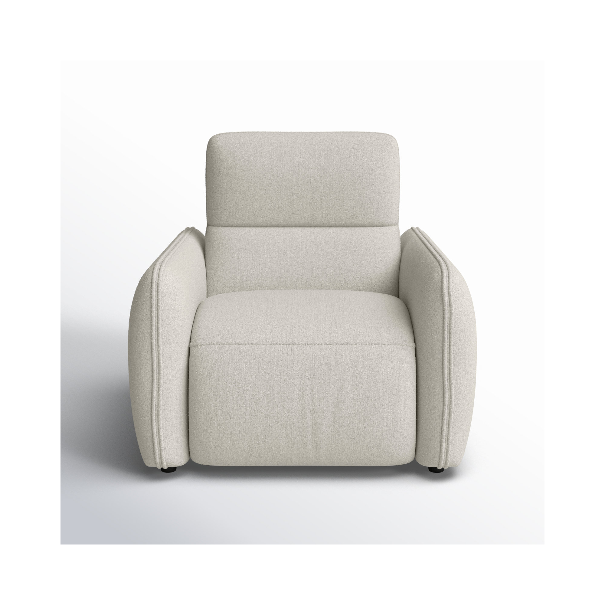 Pompeo Upholstered Recliner Armchair, Warm White Basketweave