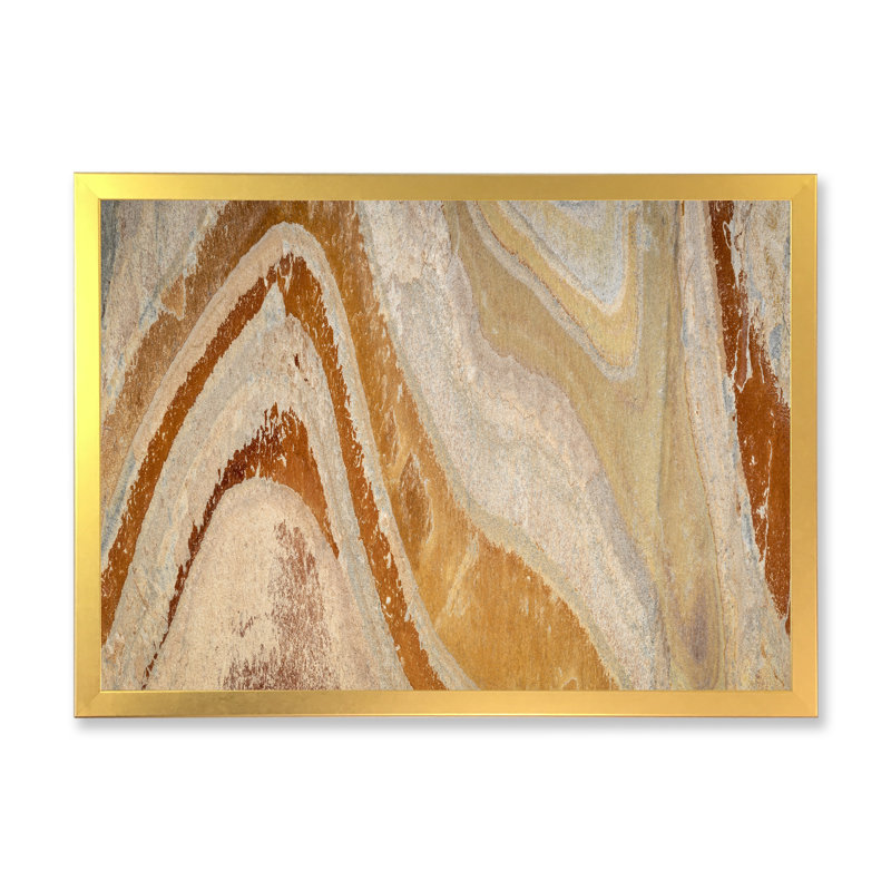 Pierre d'ardoise colorée - peinture sur toile, H 24 po x l 32 po, Cadre doré