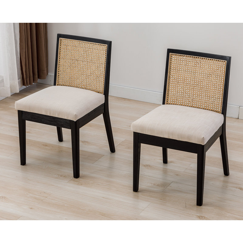 Arnkell Modern Solid Wood Dining Chair with Rattan Back