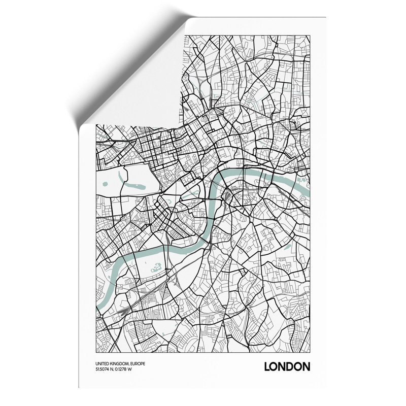 Map London UK - Frameless Print, 30cm H x 21cm W x 0.1cm D