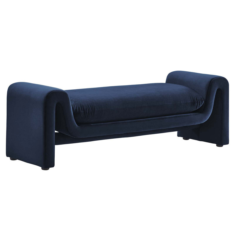 Modway Waverly Performance Velvet Bench, Mignight Blue