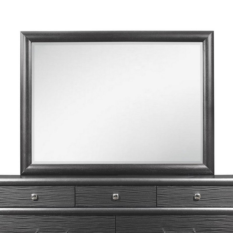 Wood Flat Wall Mirror, Dark Gray