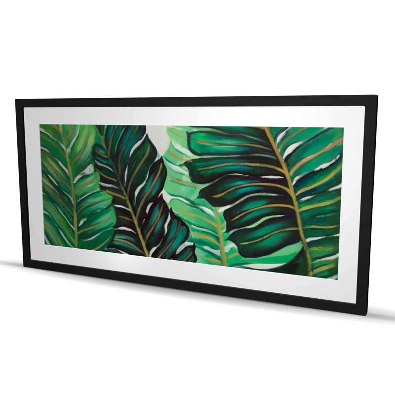 «Exotic Leaves», reproduction encadrée avec passe-partout | Décoration intérieure unique