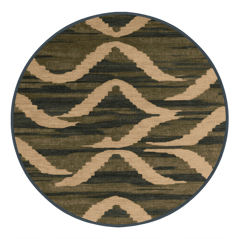 Tapis brun lavable à la machine, Rond 5 pi