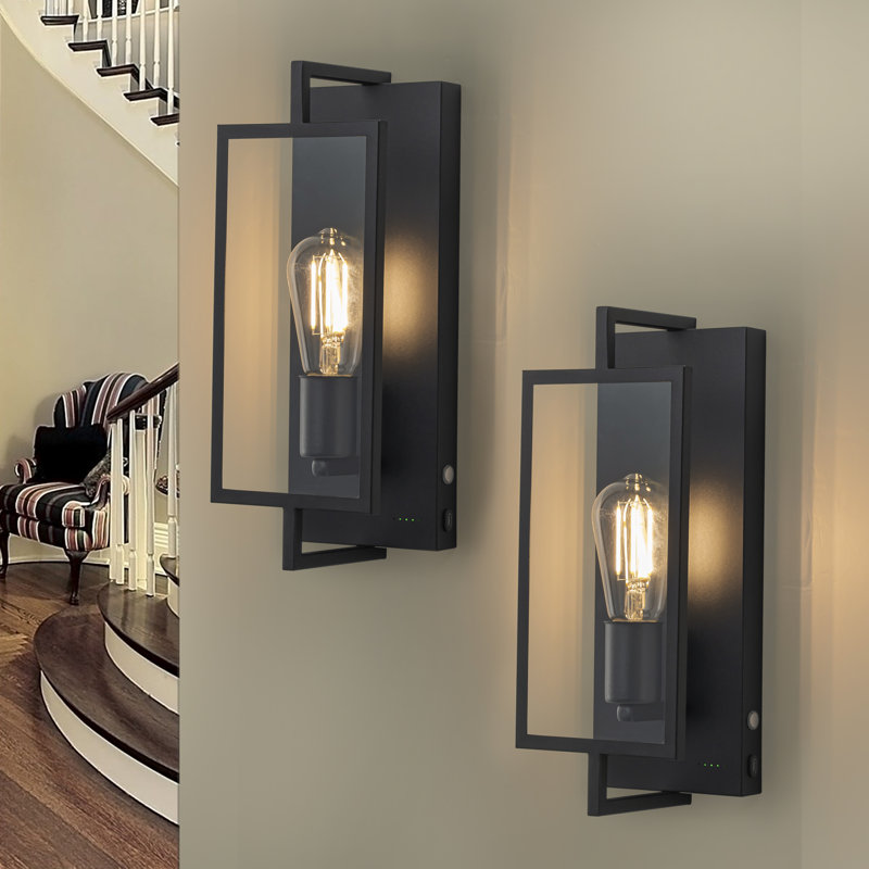 Applique murale d'intérieur réglable à 1 lumière avec luminosité et abat-jour en verre (lot de 2) 