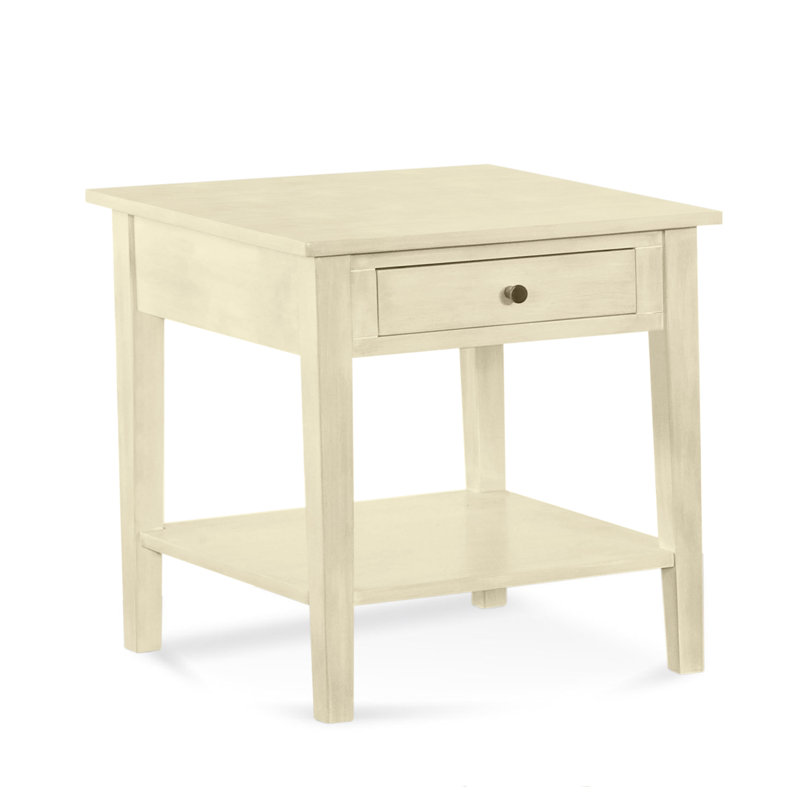 East Solid Wood End Table, Bisque