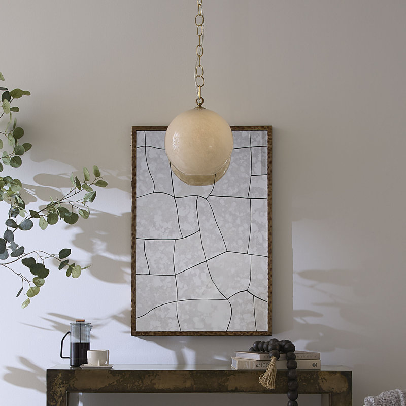 Camber 1 - Light Antique Brass Sphere Pendant, Cream