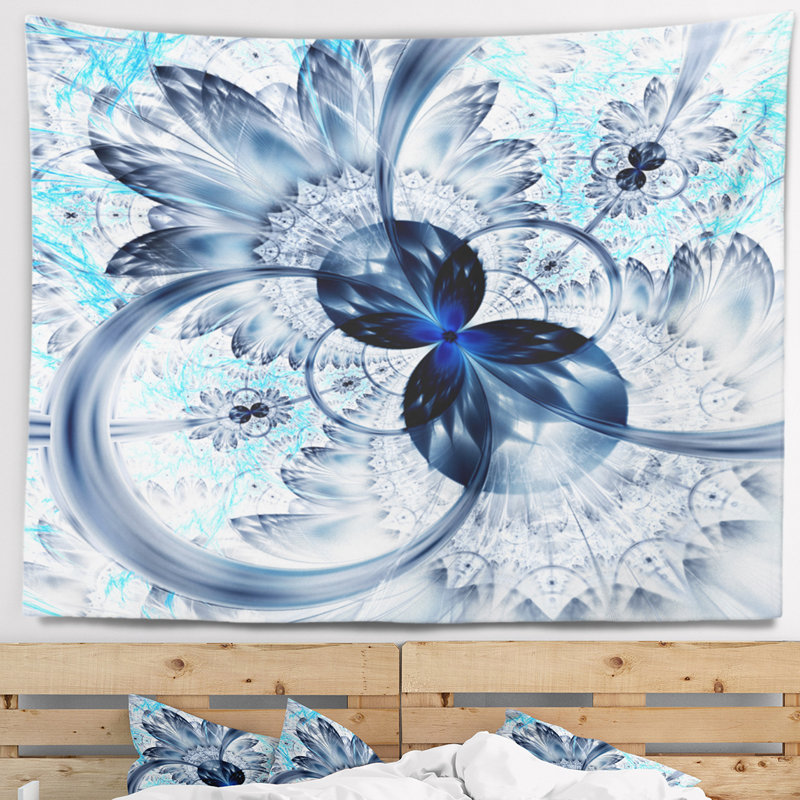 Tapisserie fleur abstraite, H 78 po x l 92 po