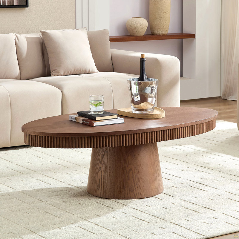 Table basse ovale de 47,24 pouces, Noyer