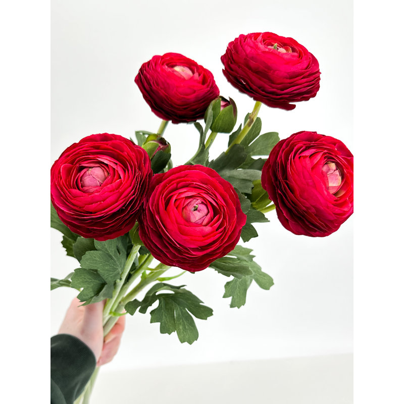 1 fleur artificielle de haute qualité Ranunculus, Rouge