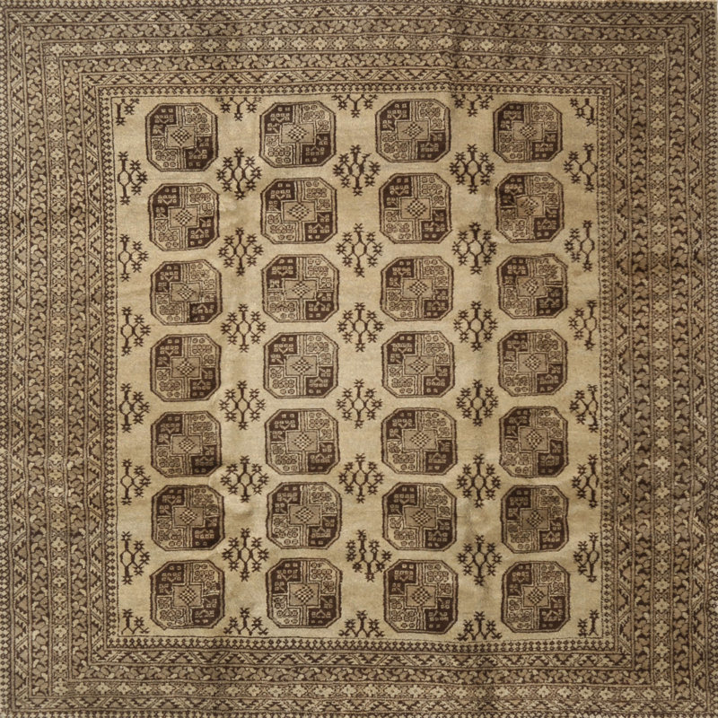 Tapis beige Southwestern, Carré 7 pi