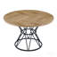 Une table de salle à manger circulaire d'un diamètre de 47,3 pouces, comprenant 4 plateaux de table en MDF à grain de bois clair, des supports en métal en forme de sablier noir et une table de salle à manger de style industriel moderne pour 4 à 6 personnes.-129417361