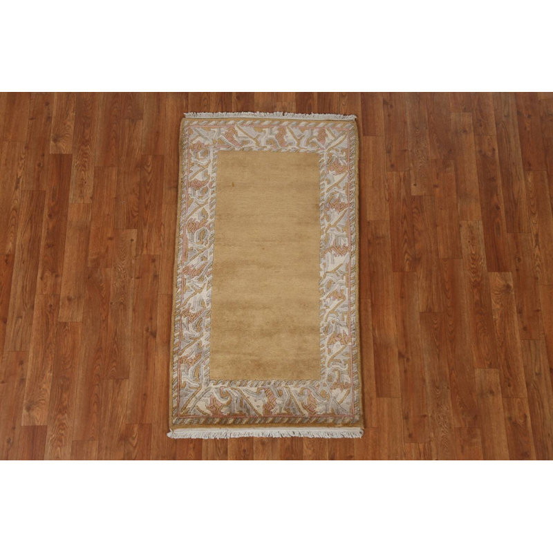 Tapis népalais en laine noué à la main de conception unique 2 pi 2 po x 3 pi 10 po