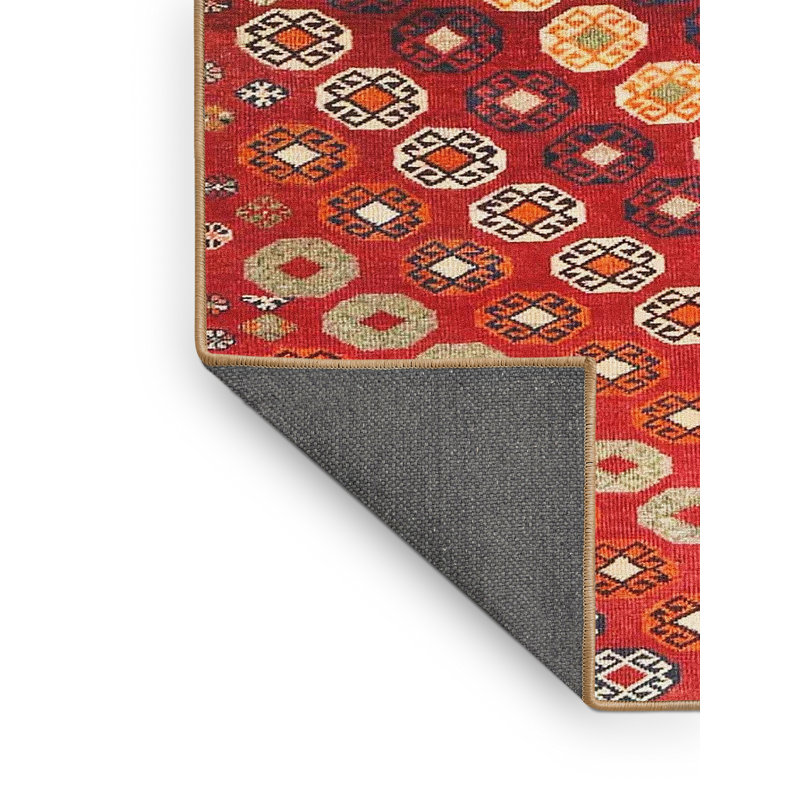 Tapis de zone rouge/jaune contemporain, Rectangle 8 pi x 10 pi