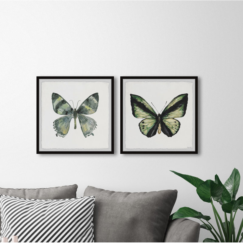 Jolis papillons - ensemble de 2 reproductions d'art encadrées, H 24 po x l 24 po x P 1,5 po
